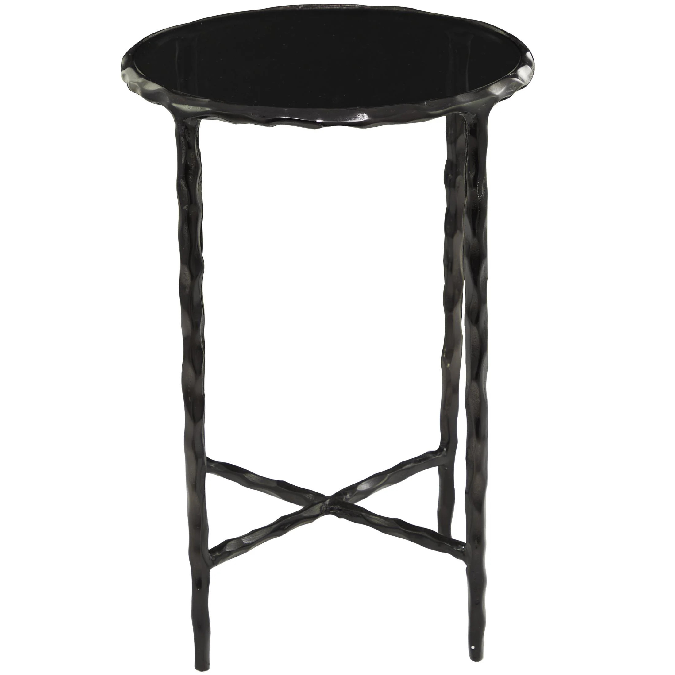 DecMode 15 x 22 Black Aluminum Accent Table with Shaded Glass Top 1-Piece | Walmart (US)