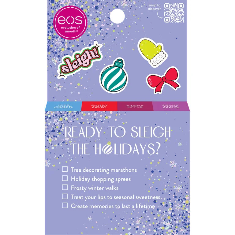 eos Holiday Lip Balm Gift Set, Sugar Plum Spritz, Iced Sugar Cookie, Candy Apple, Candy Cane Swir... | Walmart (US)