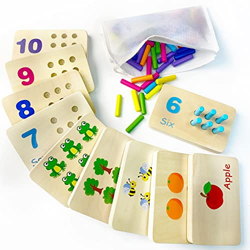 Wooden Number Counting Peg Board, Montessori Kids Math counters, Montessori Counting Toys for 3 4 5 Years Old Kids, Toddler Preschool Learning Toys, Kindergarten Homeschool Autism Learning Materials | Amazon (US)