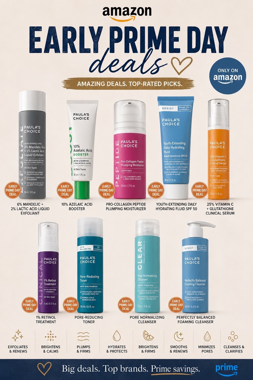 ✨ EARLY PRIME DAY SKINCARE DEALS ARE HERE ✨

If you’ve been waiting to stock up on your favorite skincare, now is the time! 🙌 Paula’s Choice rarely disappoints, and some of their best-selling products are already marked down ahead of Prime Day.

From glow-boosting vitamin C and retinol treatments to pore-refining toners, exfoliants, and everyday essentials, these are the skincare staples I reach for again and again. 💙

🛒 Perfect time to refresh your routine, grab backups, or finally try that product you’ve had sitting in your cart.

Tap the link in my LTK to shop all of my Early Prime Day skincare picks before the best deals sell out! ✨

#LTKselfcare #LTKBeauty