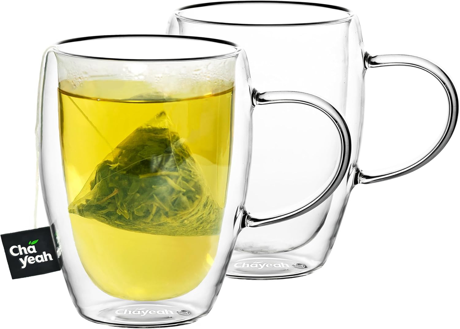 ChaYeah, Double Wall Glasses, 12 OZ Insulated Cups with Handle, Perfect for Tea, Coffee, Water, and More (Set of 2) | Amazon (US)