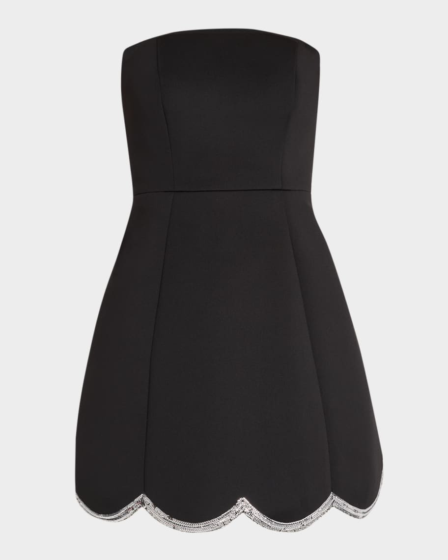 One33 Social Strapless Scalloped Sequin-Trim Mini Dress | Neiman Marcus