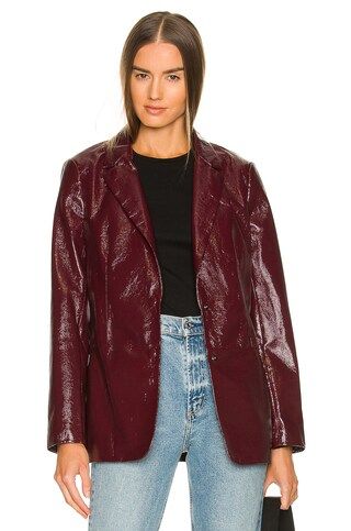 LNA Crinkle Faux Patent Jacket in Wine from Revolve.com | Revolve Clothing (Global)
