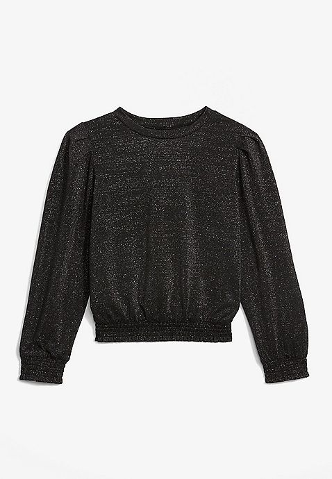 Girls Shimmer Puff Long Sleeve Tee | Maurices