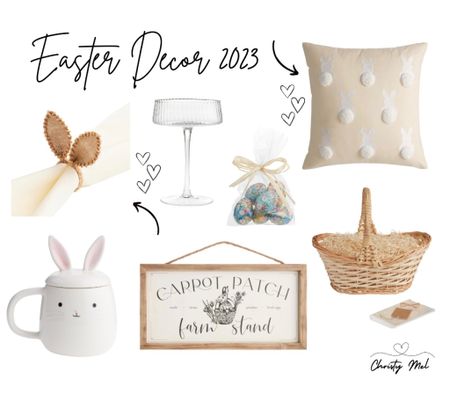 Easter Decor 2023 

Bunny pillow , Bunny Napkin Rings , Easter Table decor , Easter basket , bunny mug 

#LTKSeasonal #LTKhome #LTKunder50