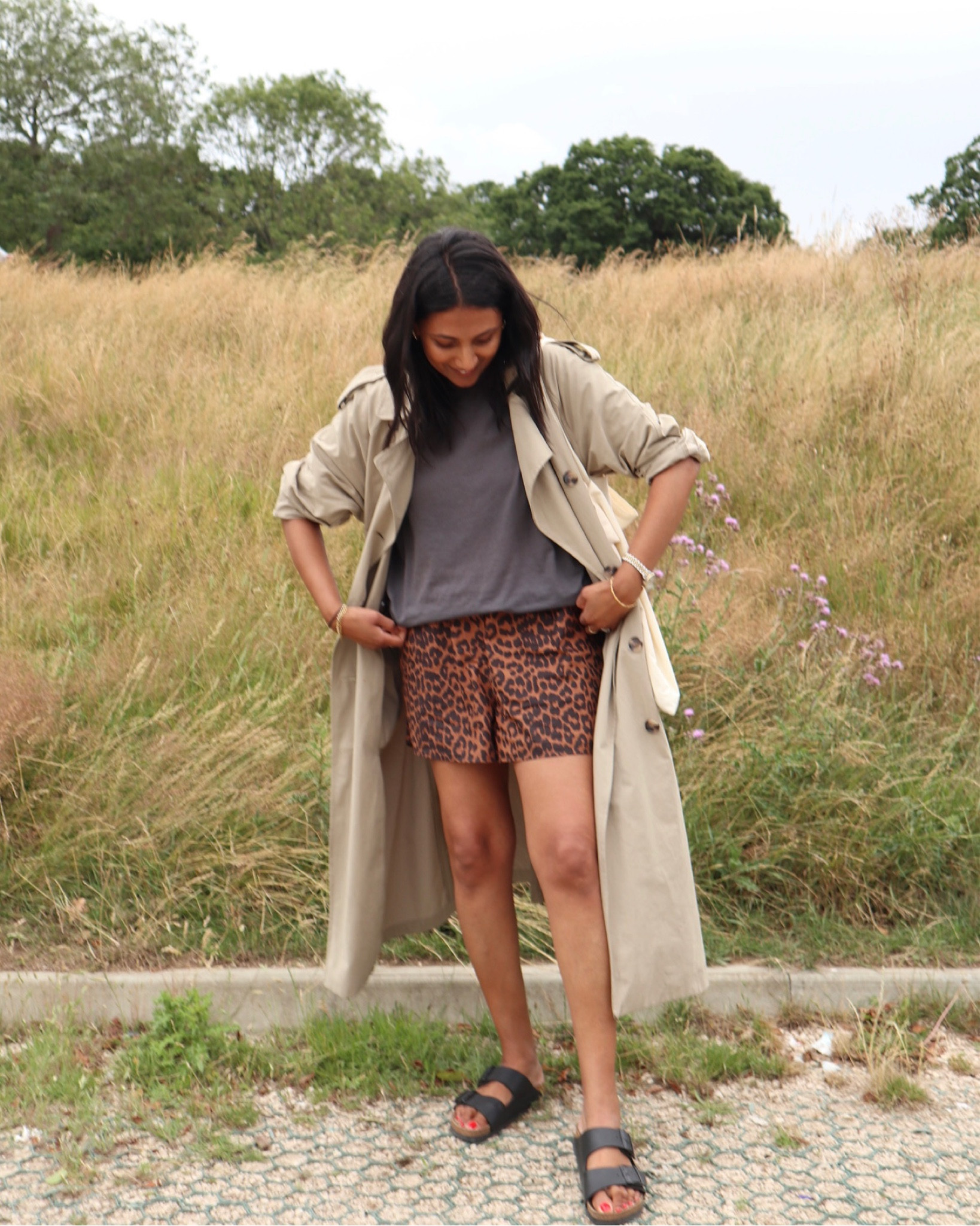 Trench coat, sand trench coat, long trench coat, t-shirt, charcoal t-shirt, women’s t-shirt, leopard shorts, summer shorts, buckle sandals, black sandal, Birkenstock sandals, Ganni, & Other Stories, John Lewis, Schuh, Urban Outfitters

#LTKSeasonal #LTKstyletip #LTKeurope