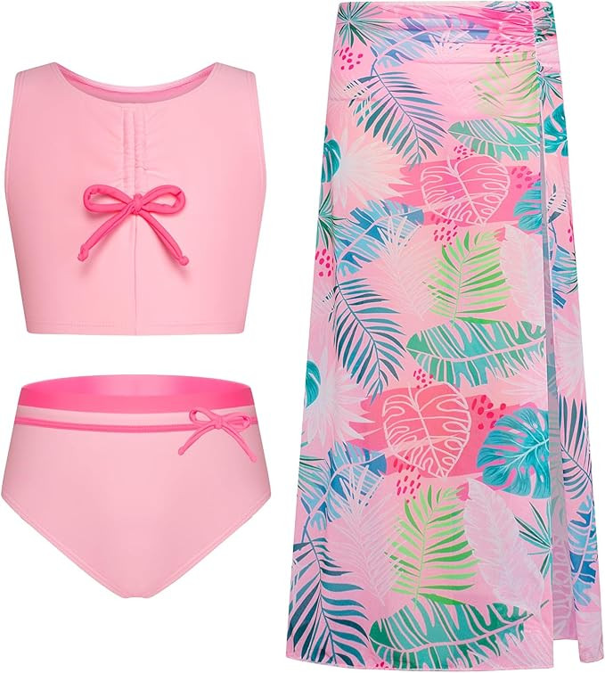 GRACE KARIN Girls Tankini Swimsuit with Cover Up 3 Piece Bathing Suit Swimwear Bikini for Girls 7... | Amazon (US)