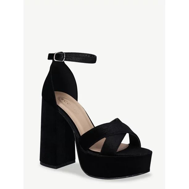 Scoop Women's Velvet Platform Heeled Sandals | Walmart (US)