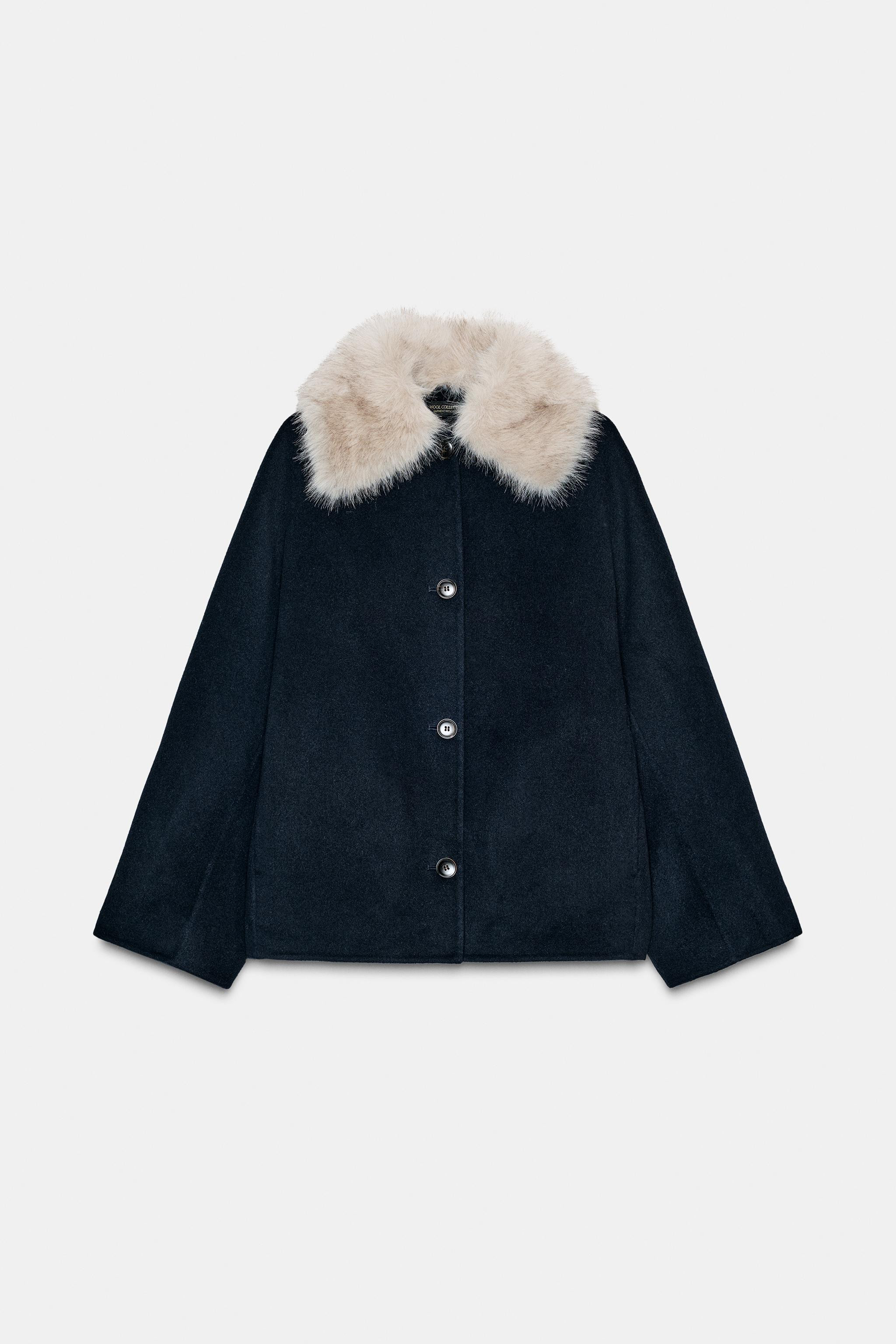ZW COLLECTION WOOL BLEND FAUX FUR COLLAR JACKET | Zara US