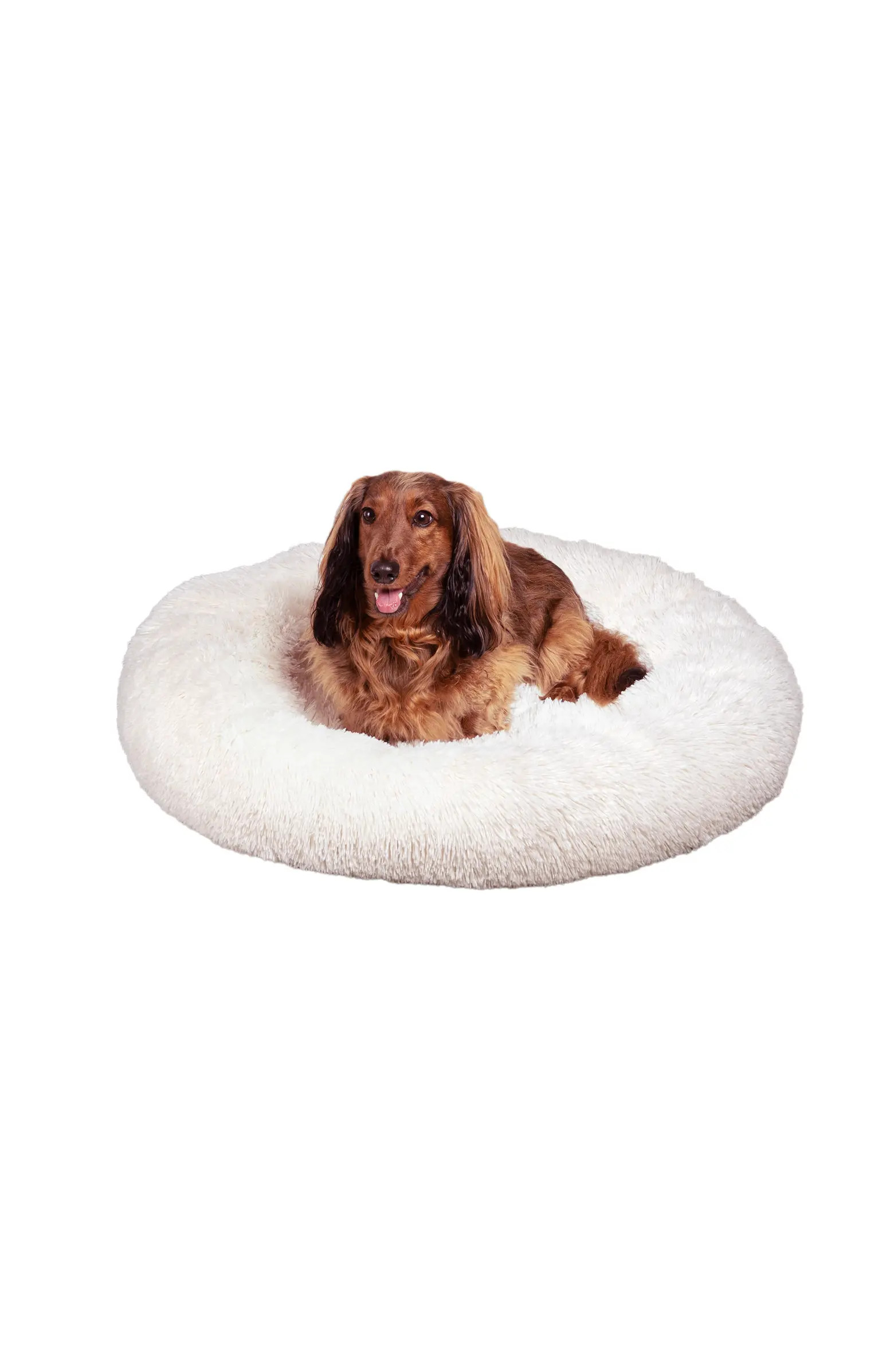 Maisie Bohemian Glam Faux Fur Round Fluffy Calming Donut Pet Bed with Washable Cover | Nordstrom