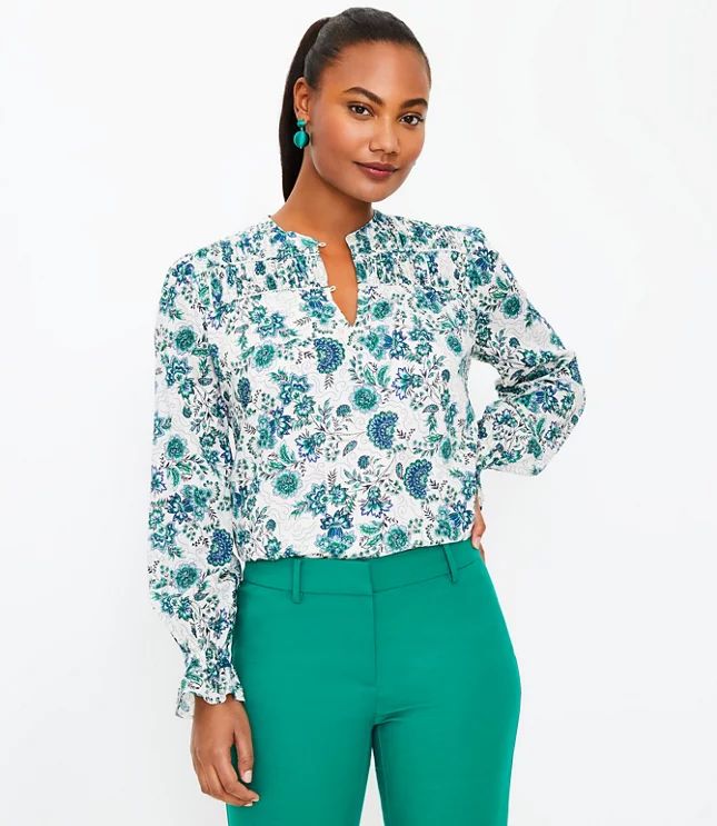 Garden Shirred Yoke Blouse | LOFT