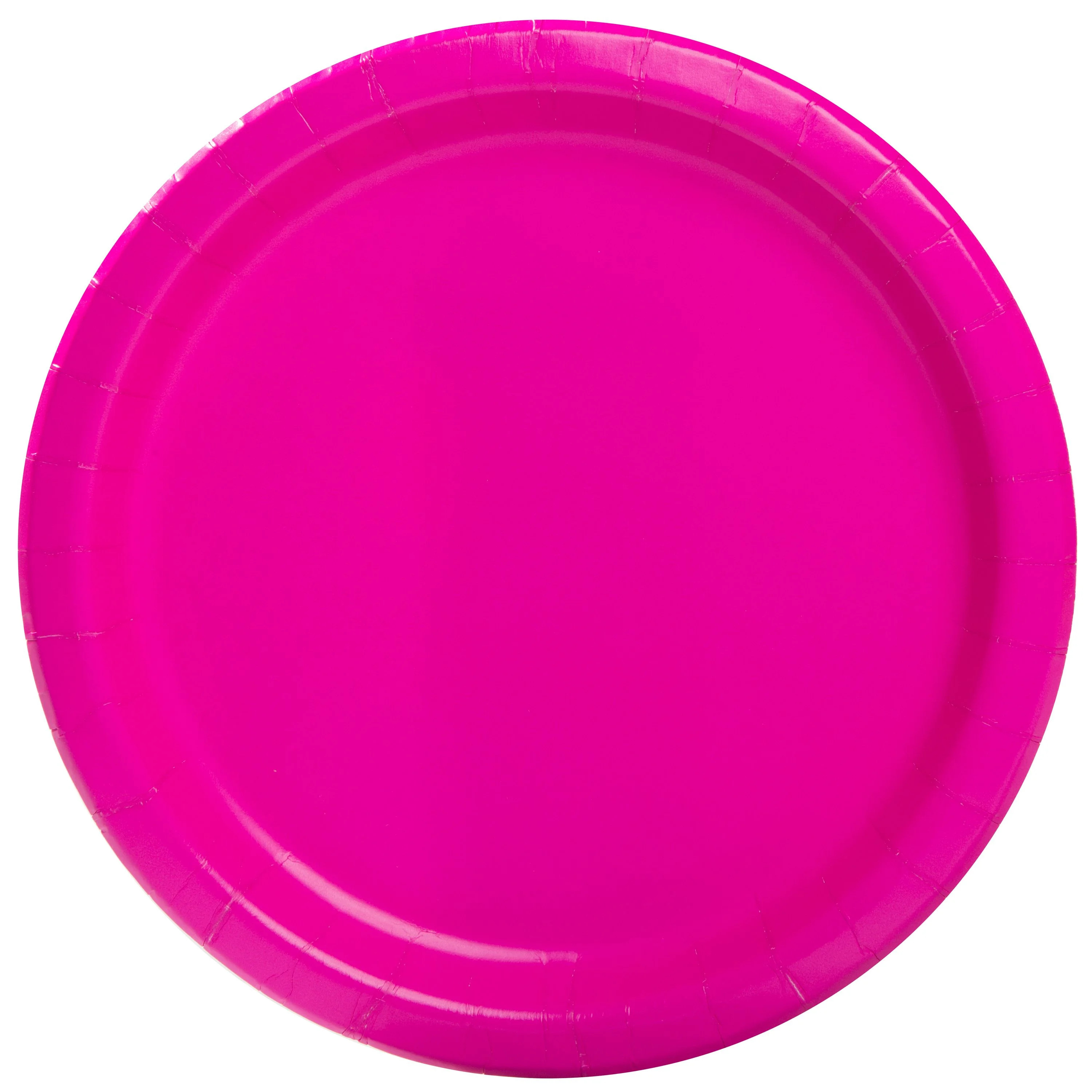 Way to Celebrate! Neon Pink Paper Dinner Plates, 9in, 20ct | Walmart (US)