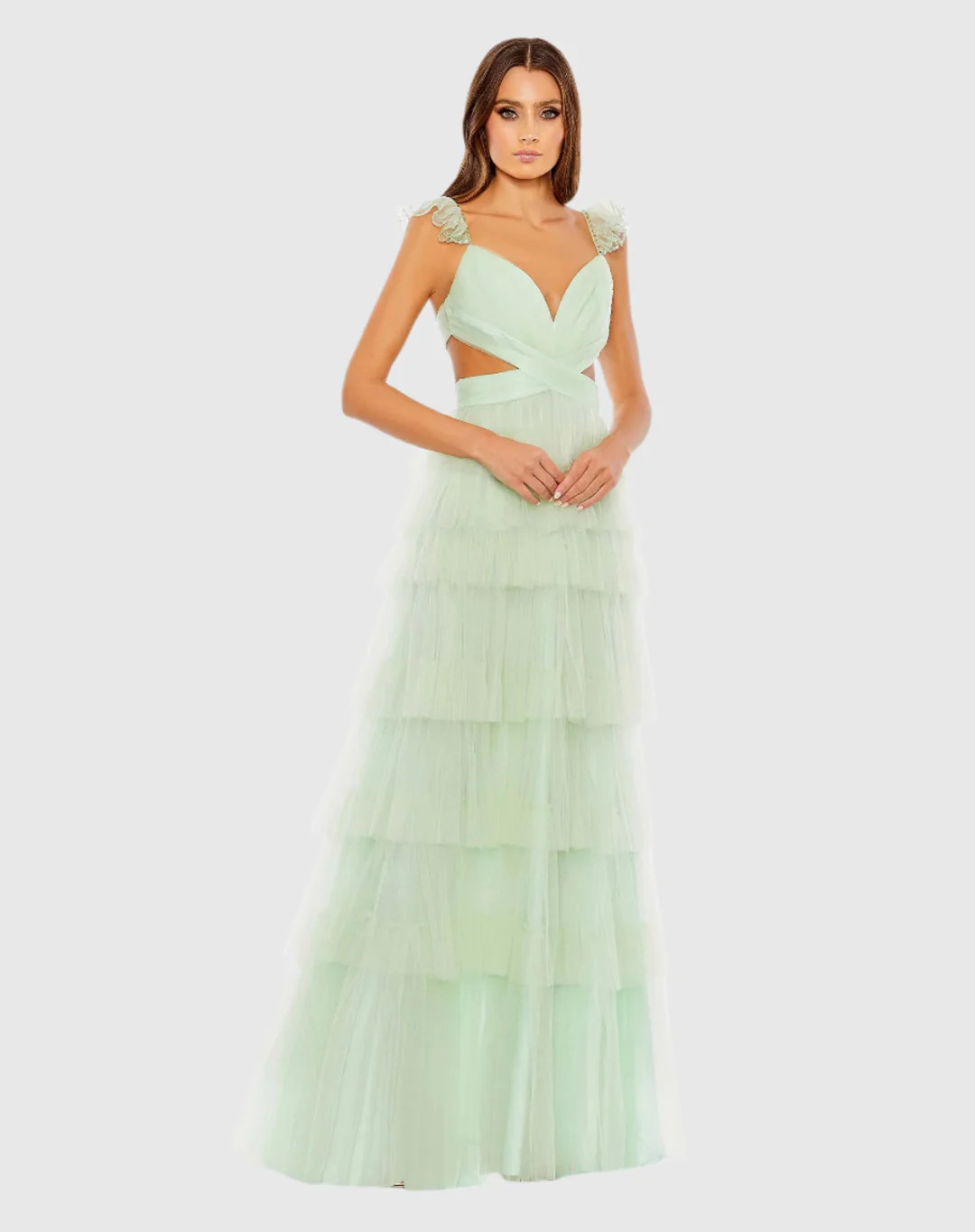 Ruffle Tiered Tulle Cut Out Gown | Mac Duggal