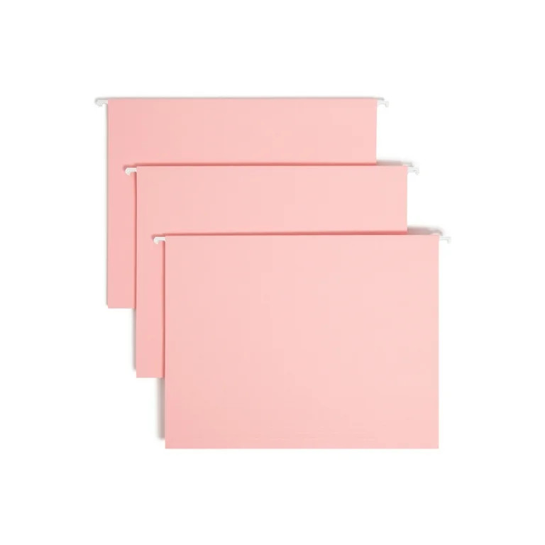 Smead Hanging File Folder with Tab, 1/5-Cut Adjustable Tab, Letter Size, Pink, 25 per Box (64066) | Walmart (US)
