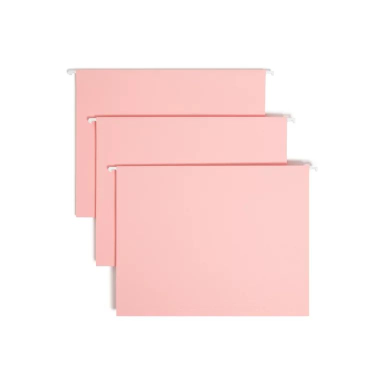 Smead Hanging File Folder with Tab, 1/5-Cut Adjustable Tab, Letter Size, Pink, 25 per Box (64066)... | Walmart (US)