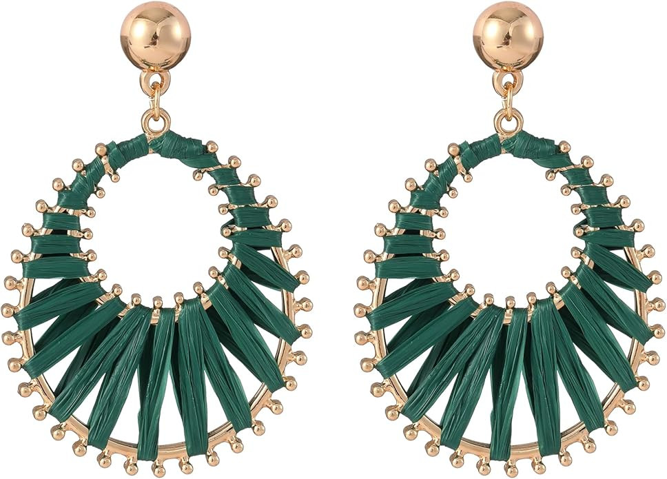 Viva Joya Boho Raffia Teardrop Earrings for Women Teen Girls, Large Statement Drop Dangle Earring... | Amazon (US)