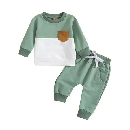 Girls Fleece Sweatshirt Toddler Kids Boys Girls Fashion Cute Solid Color Long Sleeve Pocket Hooded Sweatpants Suit Girls Fleece Sweatshirt Green 0-6 Months | Walmart (US)