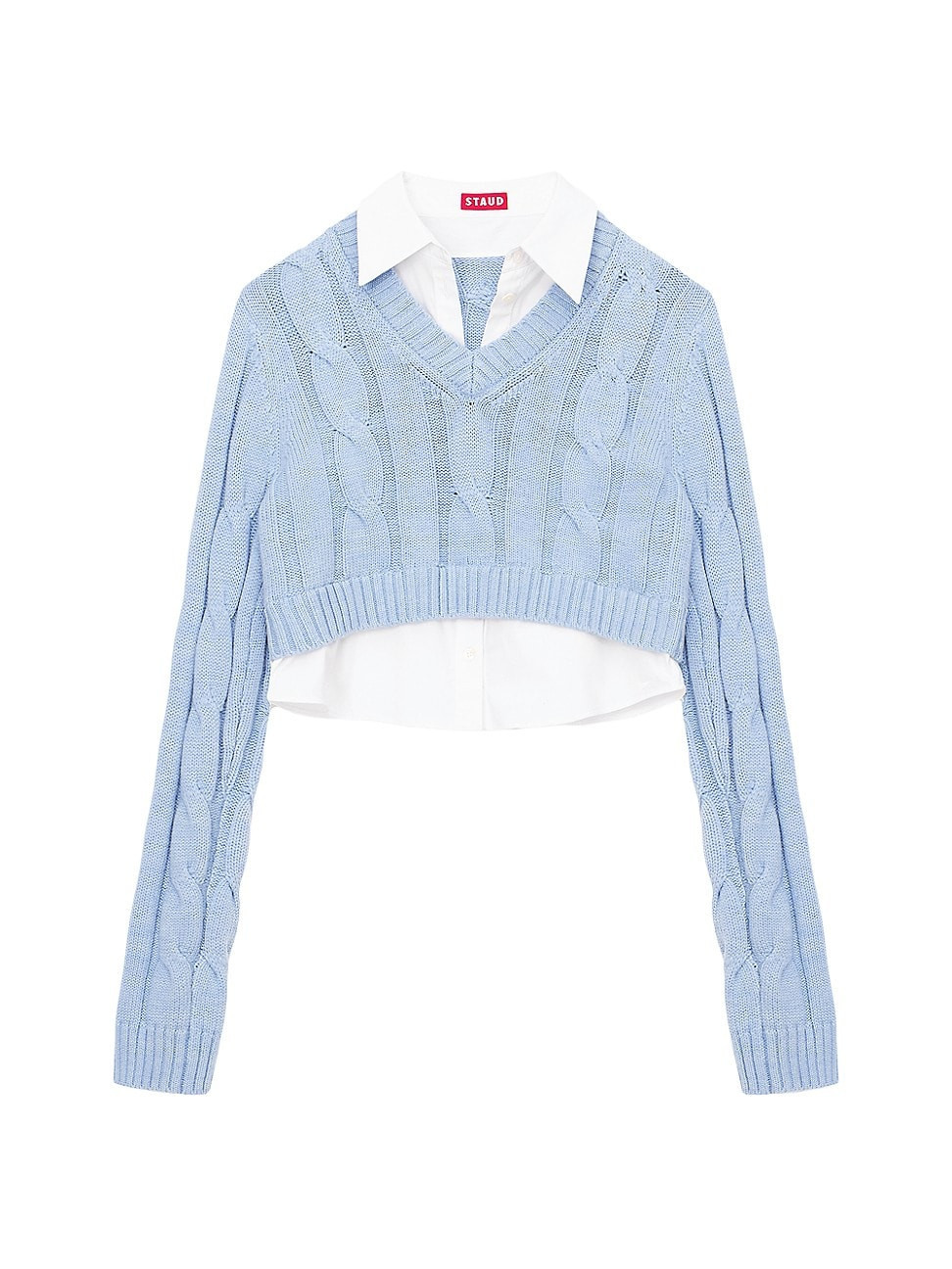 Women's Duke Layered Cropped Sweater - French Blue White - Size XS | Saks Fifth Avenue