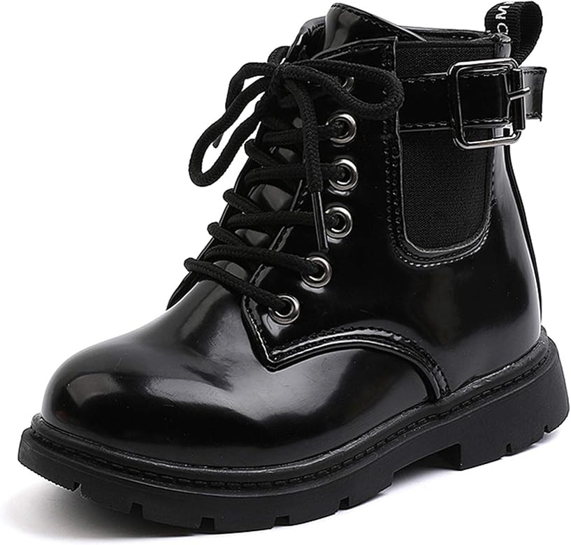 Komfyea Toddler/Little Kid Boots Waterproof Side Zipper Combat Short Ankle Boots For Boy's Girl's | Amazon (US)