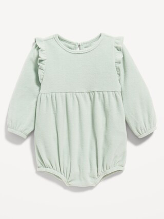 Long-Sleeve Ruffle-Trim Microfleece Romper for Baby | Old Navy (US)