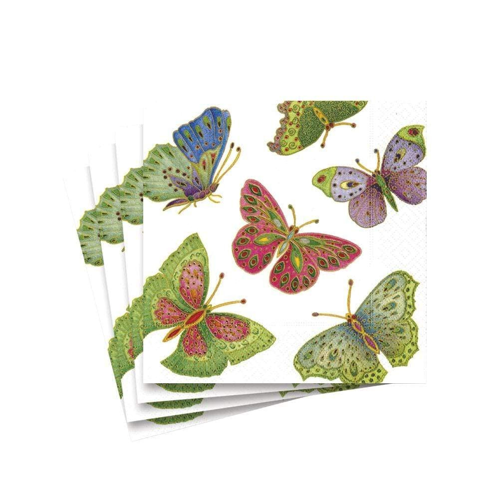 Entertaining with Caspari Jeweled Butterflies Paper Cocktail Napkins, Ivory, Pack of 20 | Amazon (US)