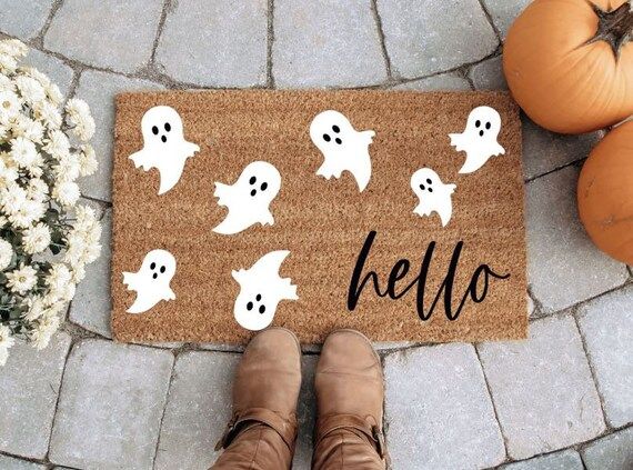 Hello Ghosts Doormat Halloween Coir Doormat Fall Outdoor - Etsy | Etsy (US)