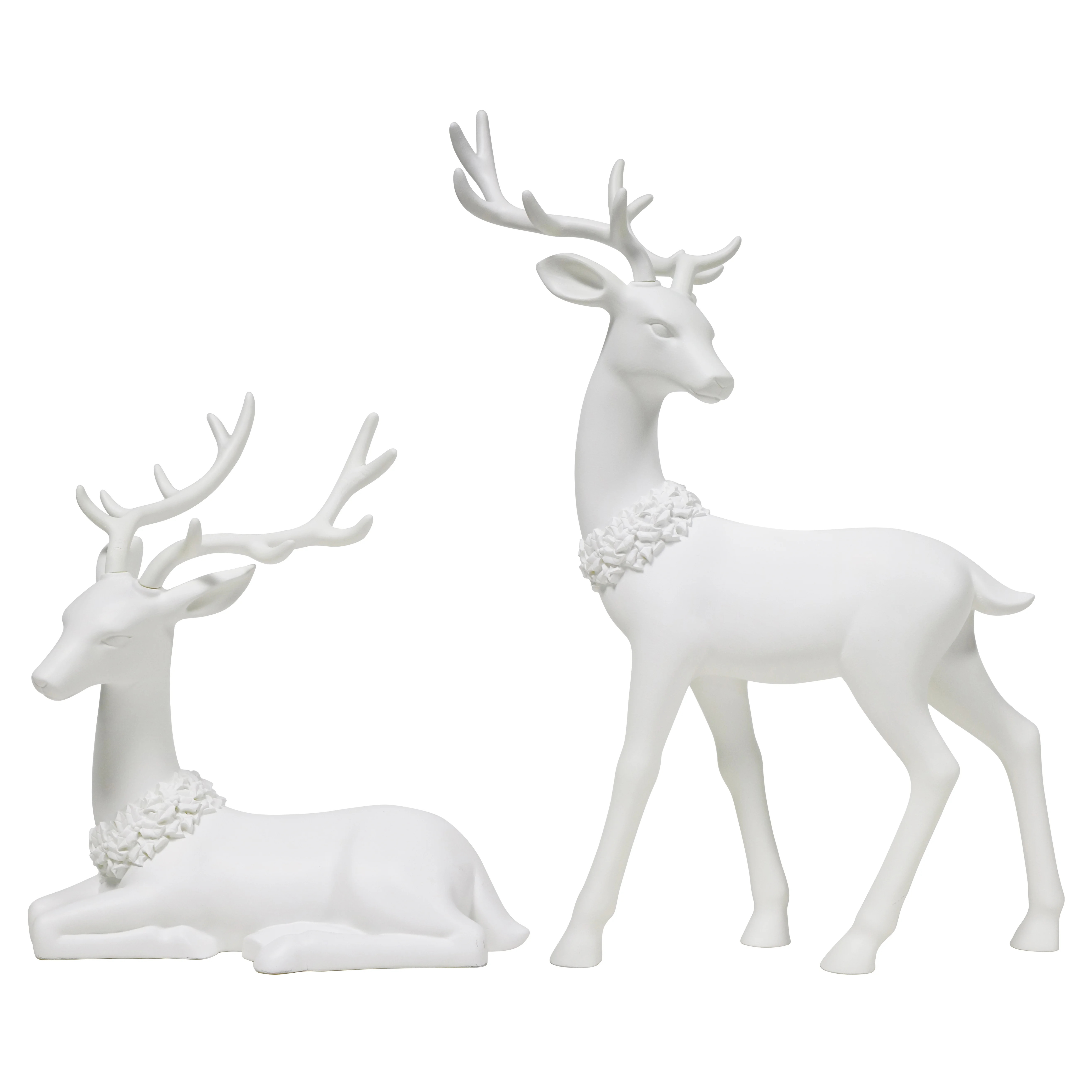 Blow Mold Plastic Deer Christmas Tabletop Decorations, White, 15", 2 Count, by Holiday Time - Wal... | Walmart (US)