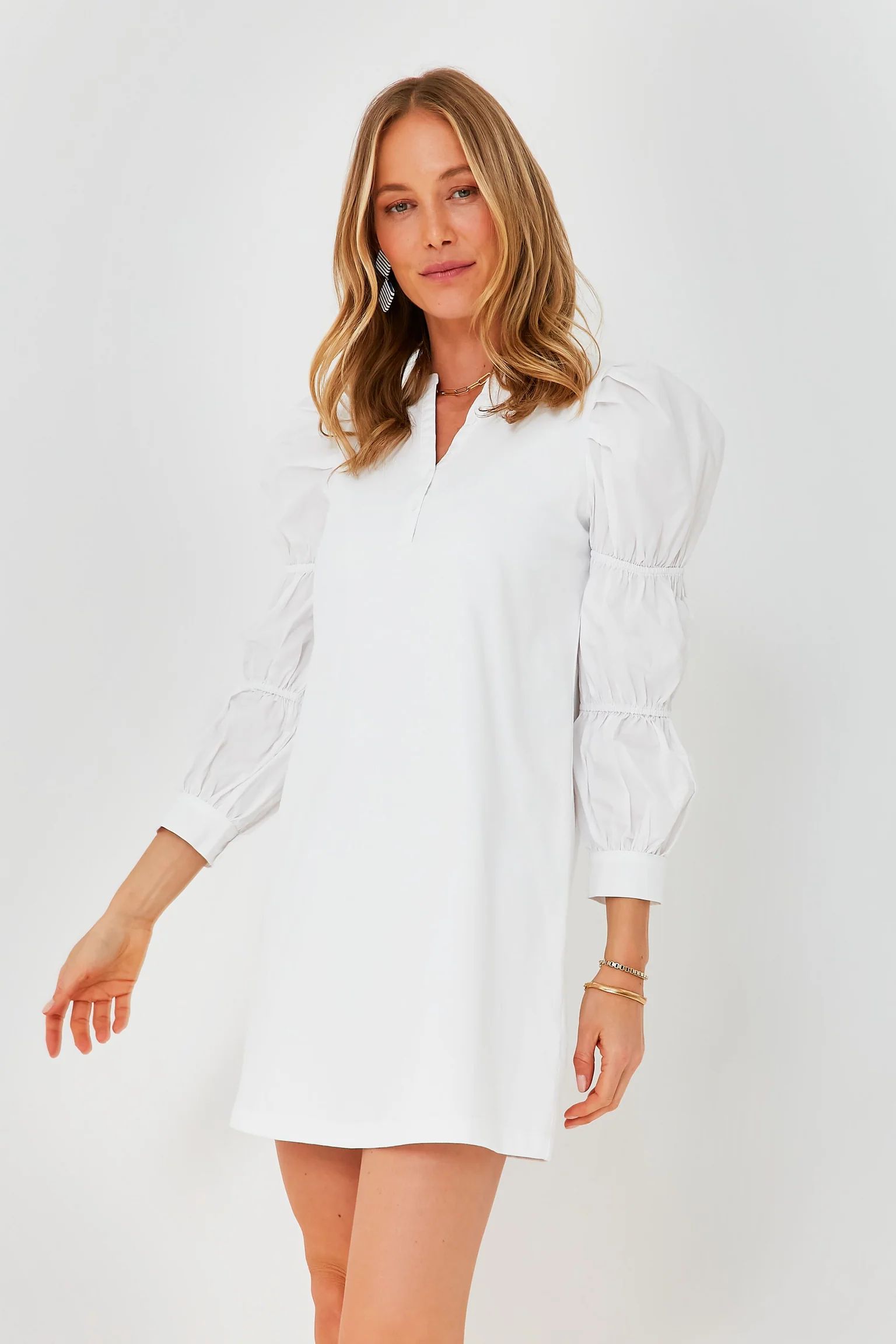 White Poplin Long Sleeve Willa Mini Knit Dress | Tuckernuck (US)