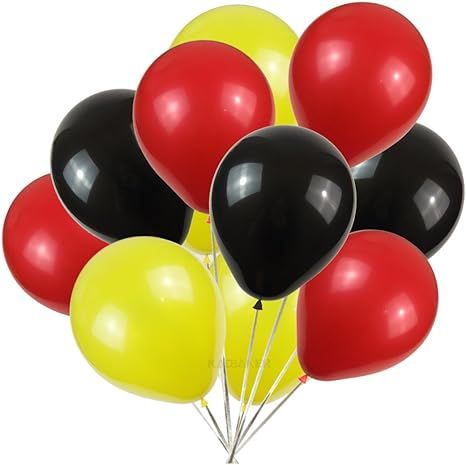 KADBANER Red Yellow Black Balloons,100-Pack,12-Inch Latex Balloons | Amazon (US)