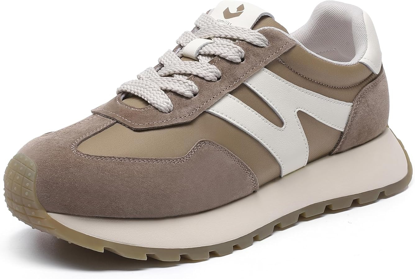 somiliss Platform Fashion Sneakers for Women Suede Patchwork Casual Tennis Shoes Comfortable Non ... | Amazon (US)