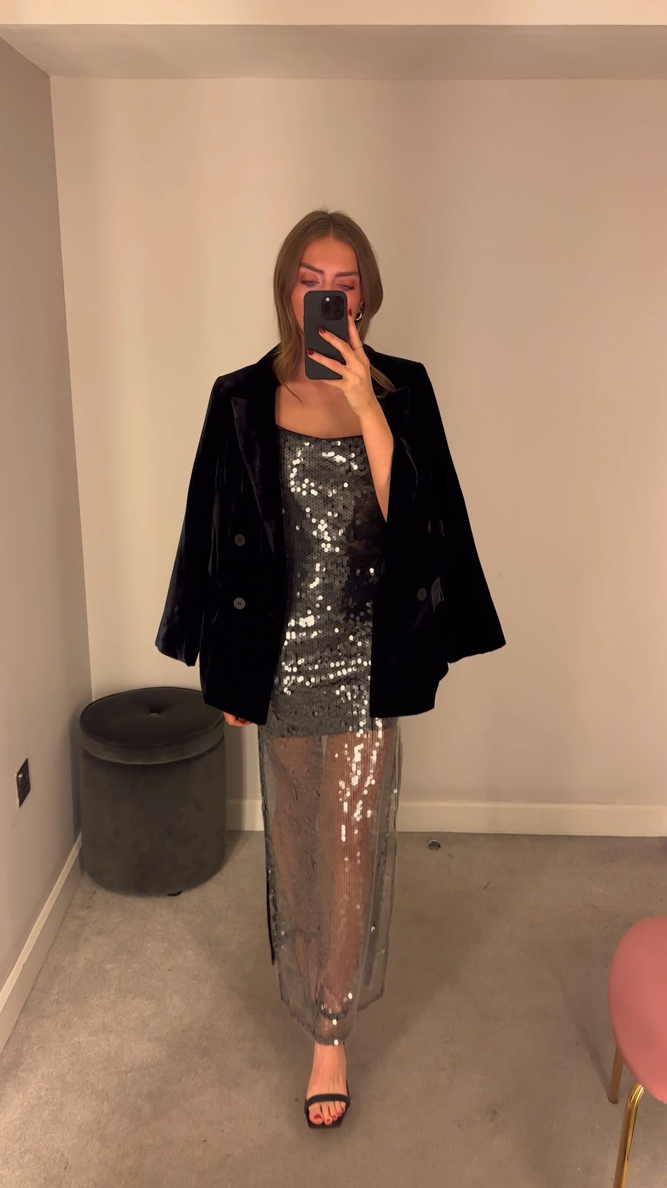 River island partywear! 
Wearing a size 10 in the black velvet blazer
A size 8 in the matching trousers
A size 8 in the velvet waistcoat, I’m going to size down in this to a 6
And a size 10 in the sequin dress, I needed this in an 8
I’m 5ft 6 

#LTKpartywear #LTKuk #LTKCyberWeek