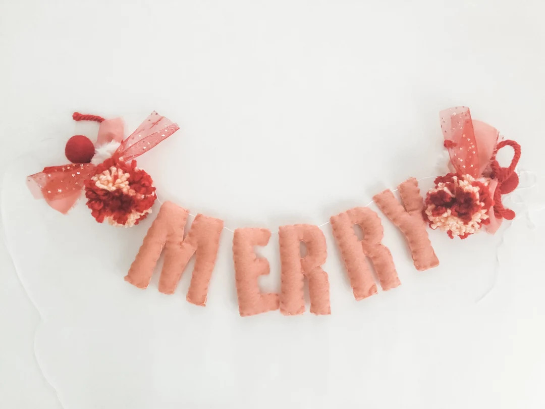 Merry Garland//pompom Garlandfelt Bannerwalldecorparty - Etsy | Etsy (US)