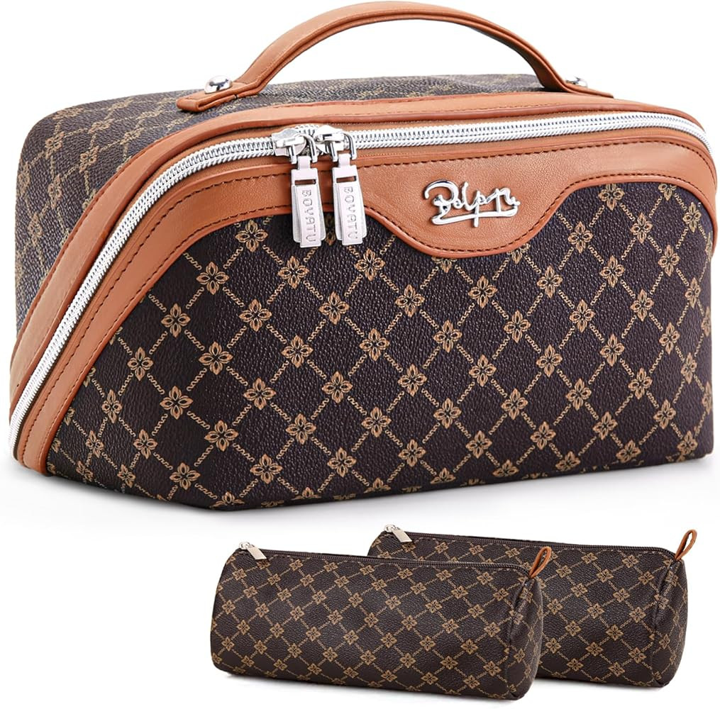 BOYATU Travel Makeup Bag Cosmetic Bags for Women: 3 Pcs Set Large Portable Make up Bag with Handl... | Amazon (US)