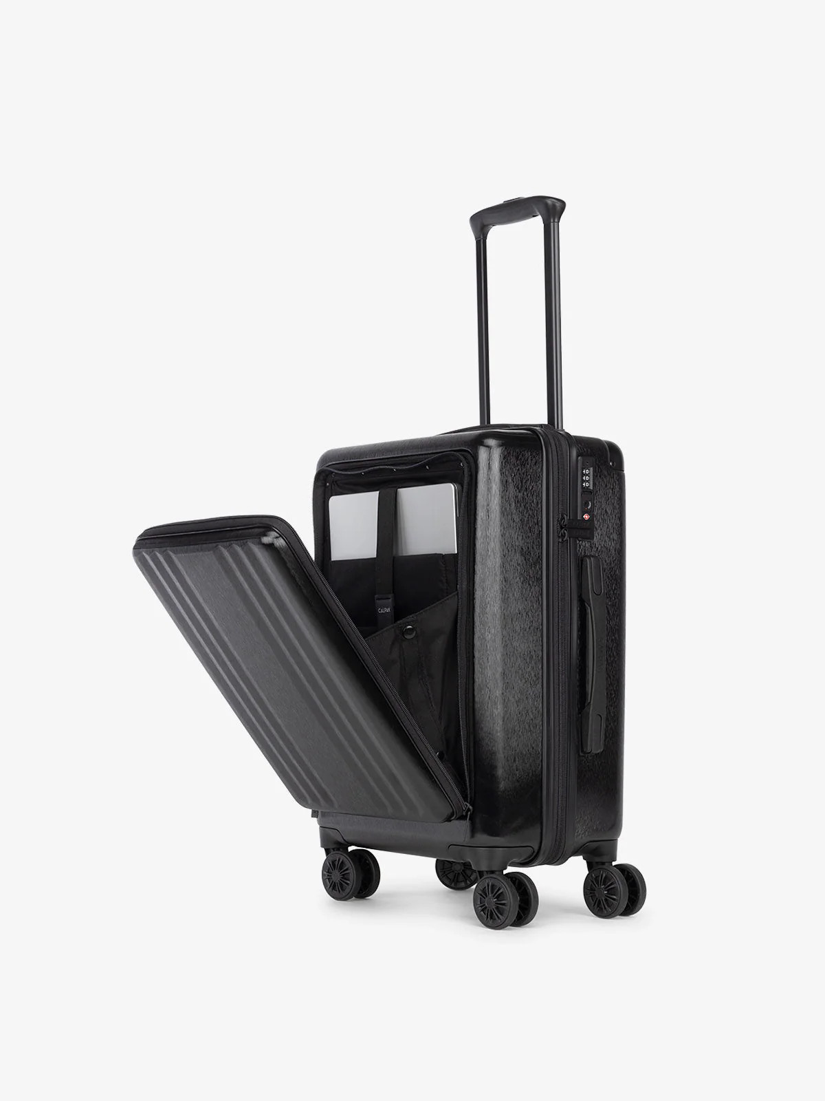 CALPAK Ambeur Front Pocket Carry-On Luggage in Black | 20 inch | Travel Suitcase | Polycarbonate/ABS | CALPAK