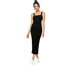 Verdusa Women's Sleeveless Slit Back Ribbed Bodycon Midi Tank Dress | Amazon (US)