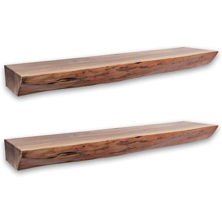 Jofran Edge Floating Wood Wall Shelf 36 W Natural Acacia (Set of 4) | Walmart (US)