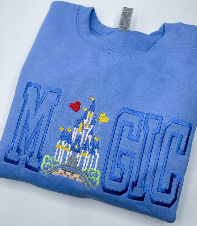 Magic Castle Embroidered Sweatshirt | Magic Embroidered Crewneck | Hoodie disney world theme park outfit idea cute disney tee etsy shop gift idea disney character 

 