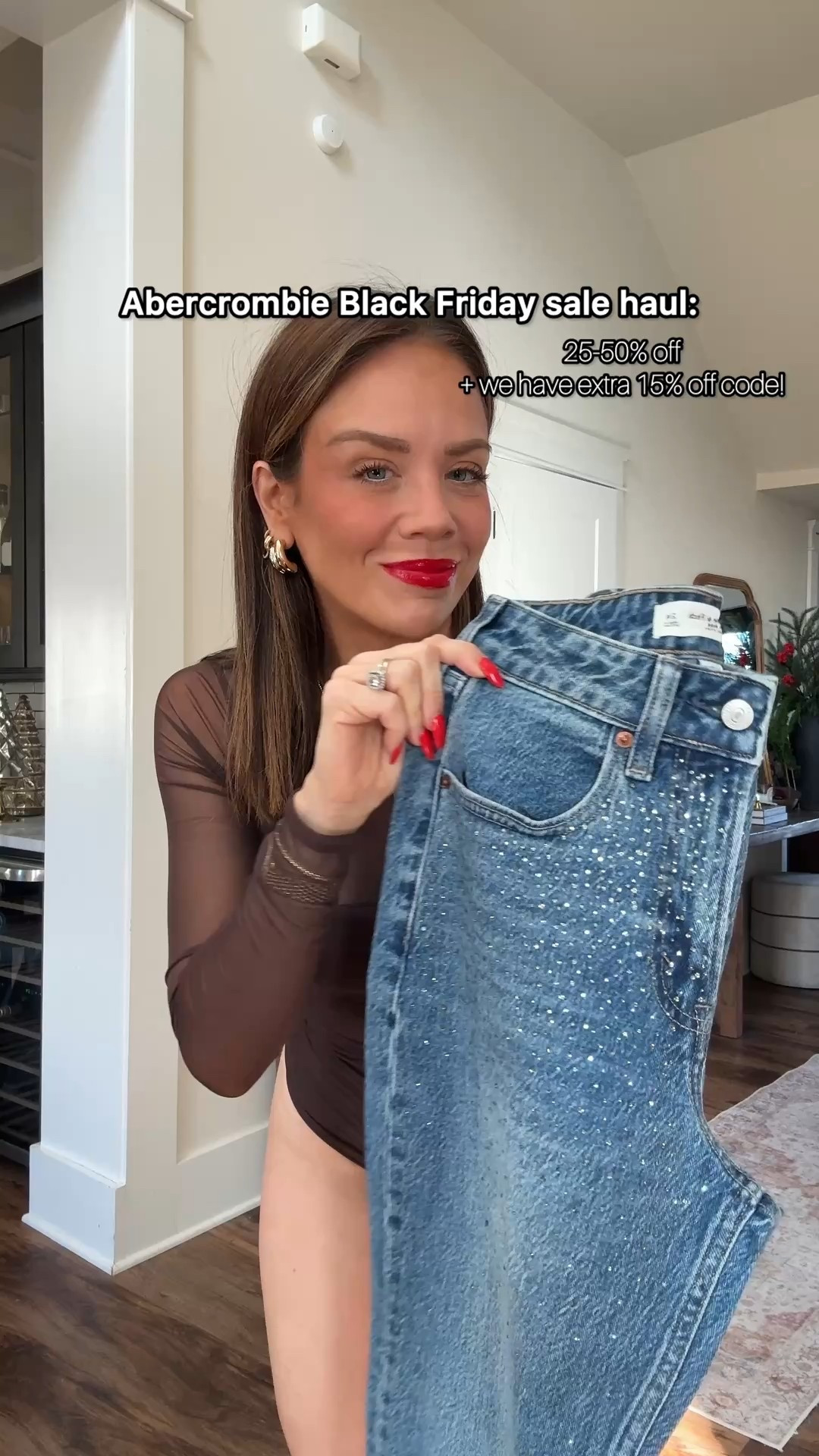 #AbercrombiePartner   @Abercrombie  Black Friday sale. 25-50% Off Everything Stackable Promo Code: CYBERAF for additional 15% off November 24th - Monday, December 1st. Wearing XS/24 curve love in all! 


*use code CYBERAF to get an additional 15% off everything in stores & online at checkout from 11/24/2025 -12/1/2025 in US/CA. Excludes clearance and giftcards. See details online. 