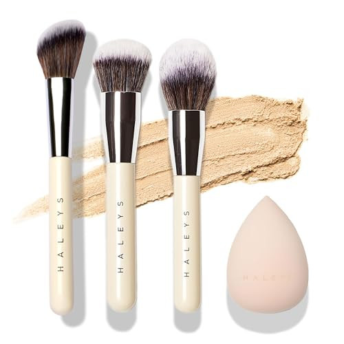 HALEYS Deluxe Makeup Brush Set 4 pcs: Soft, Streak-free, Perfect Blending, Buff, Blurs and Smooth, Premium Luxury Synthetic Bristles, For Liquid, Cream or Powder, Vegan, Cruelty-free, Sustainable Wood | Amazon (US)
