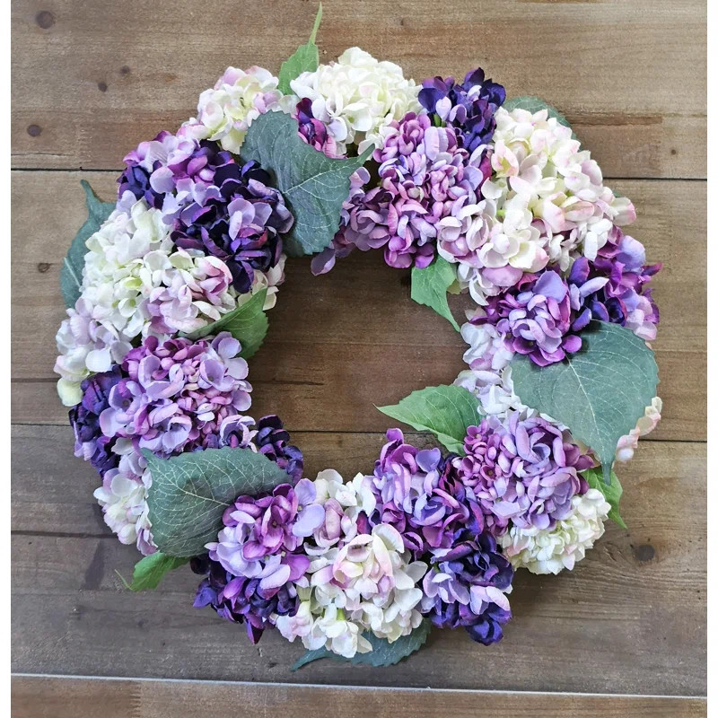 Handcrafted Faux Hydrangea Silk 18'' Wreath | Wayfair North America