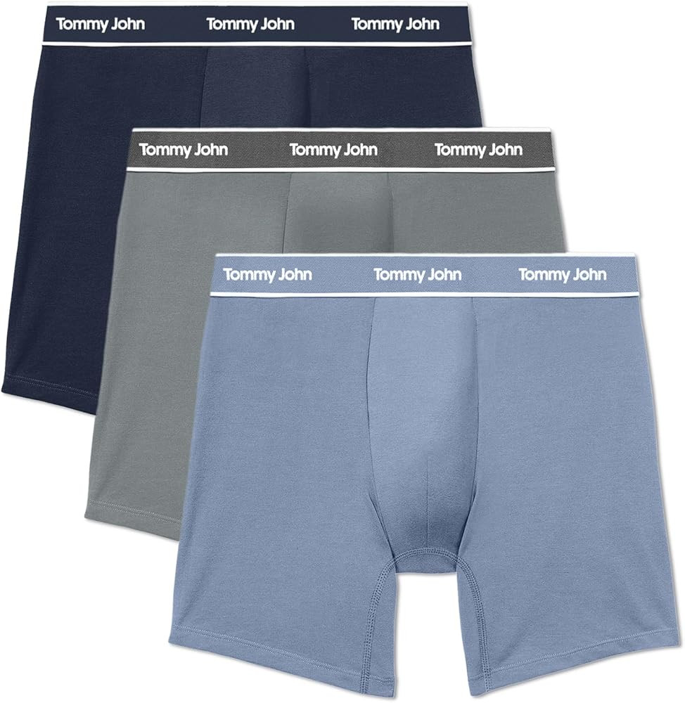Tommy John Men's Essential Cool Cotton Stretch Boxer Brief Underwear - 6" 3-Pack, Breathable, Moi... | Amazon (US)