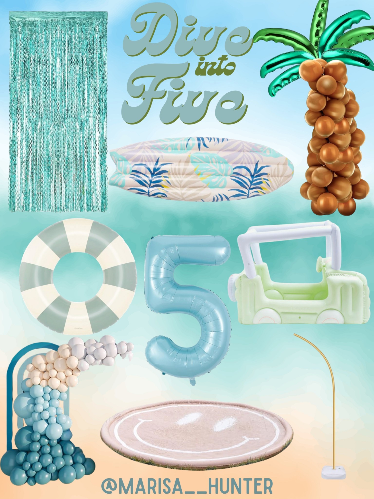 Dive into five 🤚🏼🌴🌊🏄‍♂️

5th birthday party decor surf beach palms jeep groovy vintage boy birthday balloons pool party 

#LTKKids #LTKParties #LTKSwim