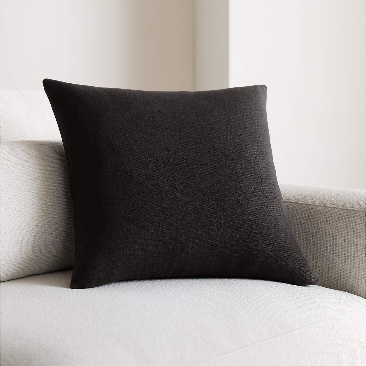 Relaxed Linen 20"x20" Ink Black Layering Throw Pillow Cover + Reviews | Crate & Barrel | Crate & Barrel