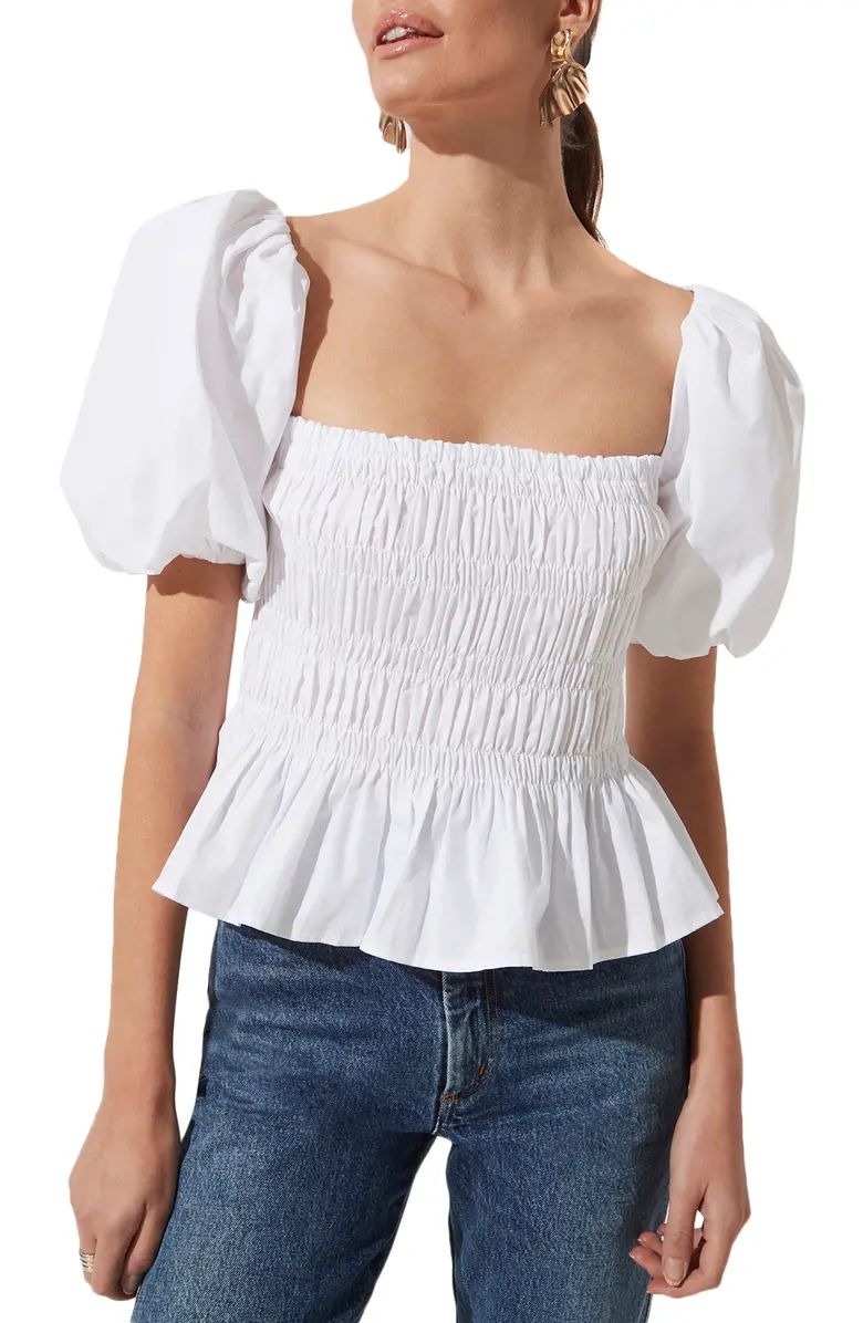 ASTR the Label Bubble Sleeve Smocked Blouse | Nordstrom | Nordstrom