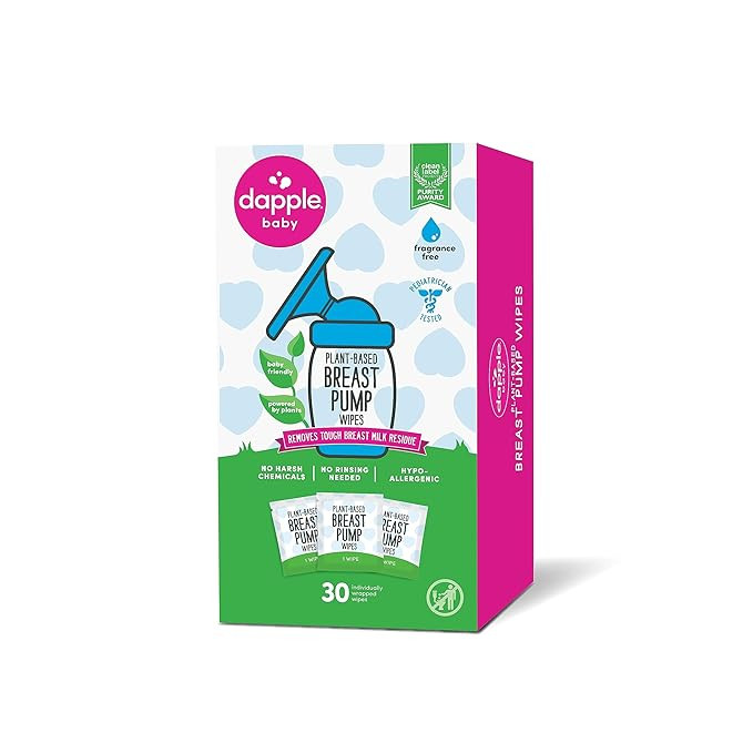 Breast Pump Wipes by Dapple Baby, Hypoallergenic & Powered by Plants, Removes Milk Residue, Leave... | Amazon (US)