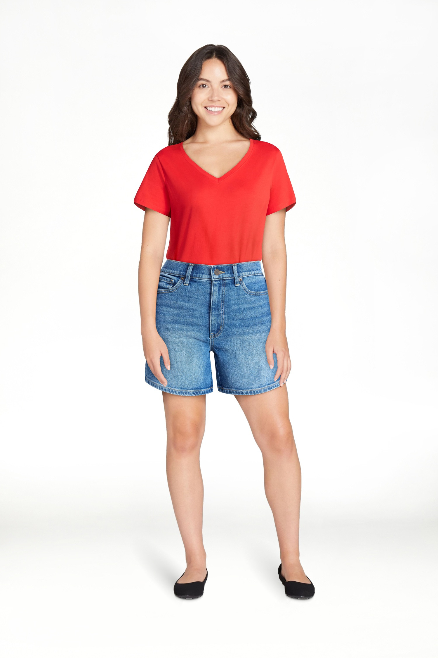Time and Tru Women's High Rise Denim Shorts, 5" Inseam, Sizes 0-20 | Walmart (US)