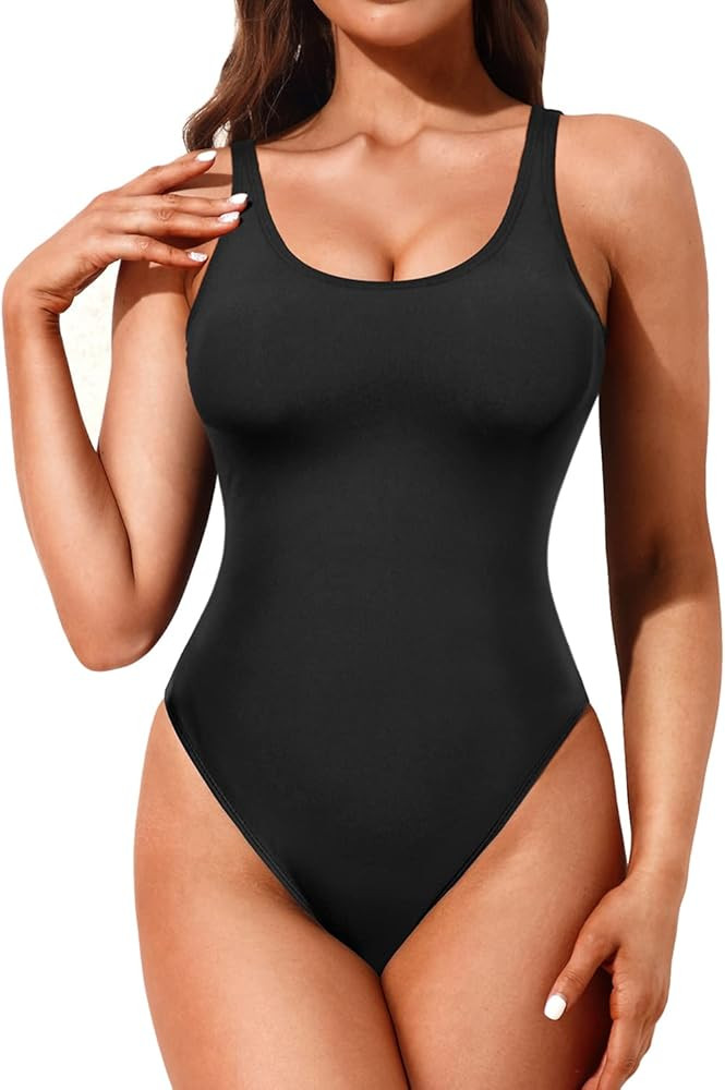 Tempt Me Women High Cut One Piece Swimsuit Low Back Scoop Neck Retro 80s Bathing Suit | Amazon (US)