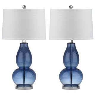 SAFAVIEH Mercurio 28.5 in. Blue Double Gourd Table Lamp with Off-White Shade (Set of 2) LIT4155C-... | The Home Depot