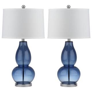 SAFAVIEH Mercurio 28.5 in. Blue Double Gourd Table Lamp with Off-White Shade (Set of 2) LIT4155C-... | The Home Depot