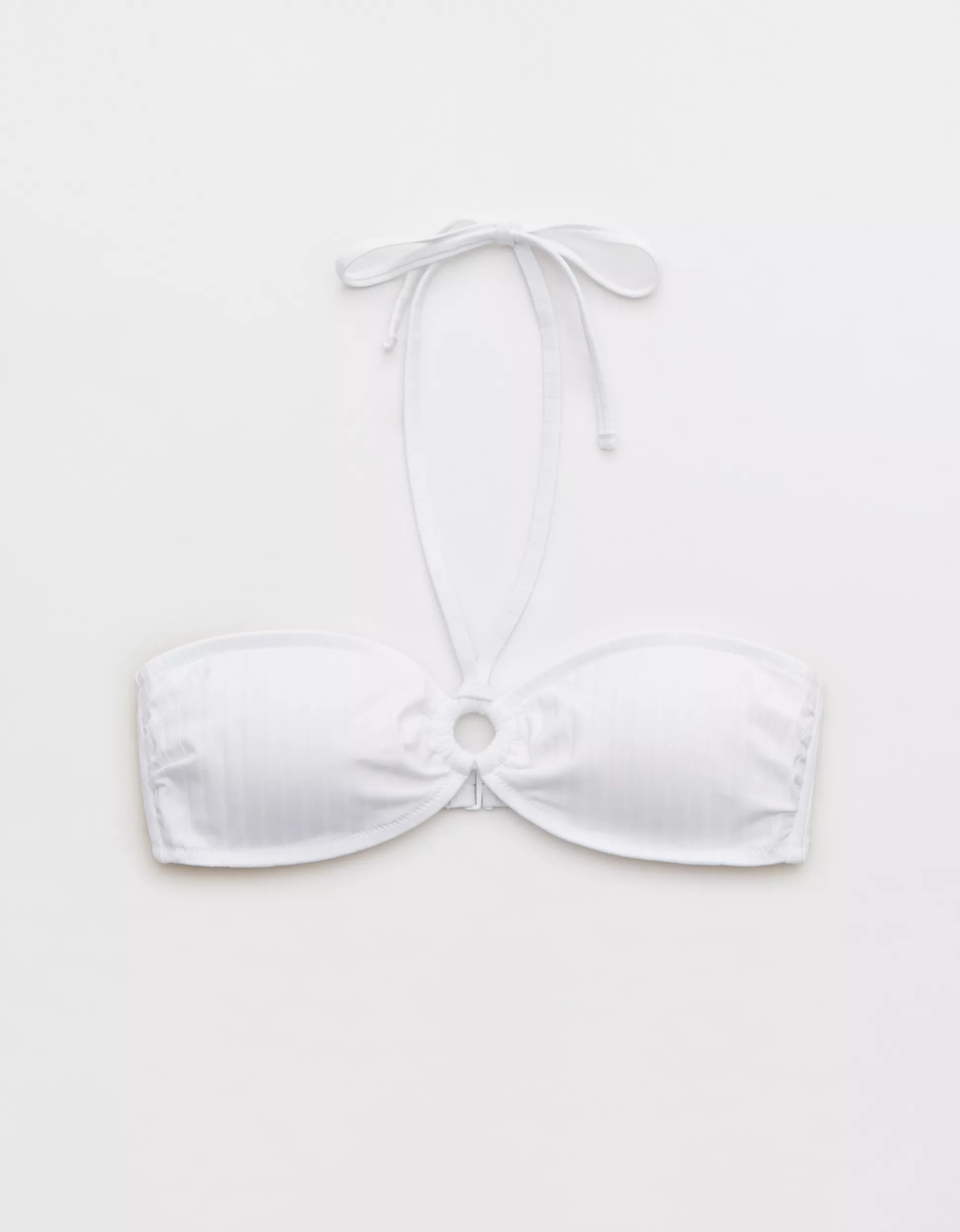 Aerie Wide Rib Halter Bandeau Ring Bikini Top | Aerie